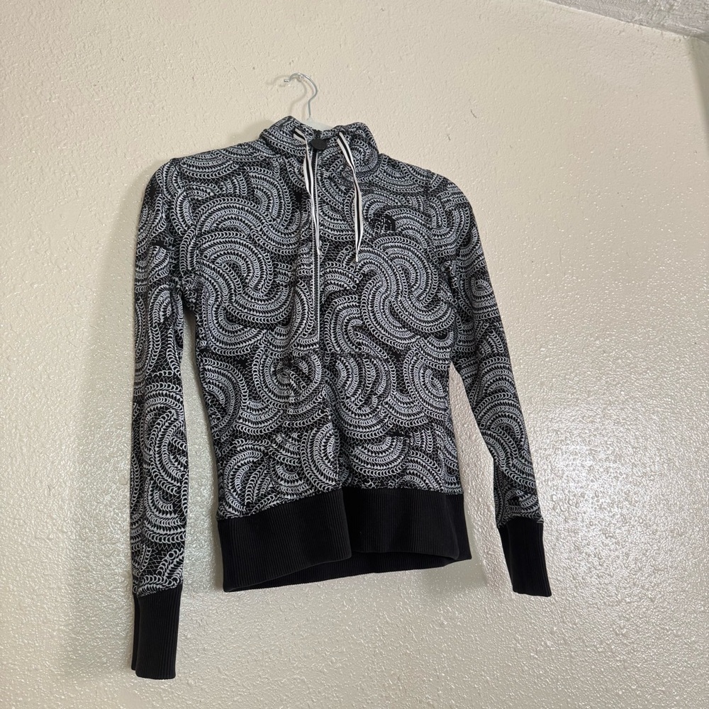 The North Face Black White Geometric Print Terry Zip Up Hoodie - Picture 6 of 6